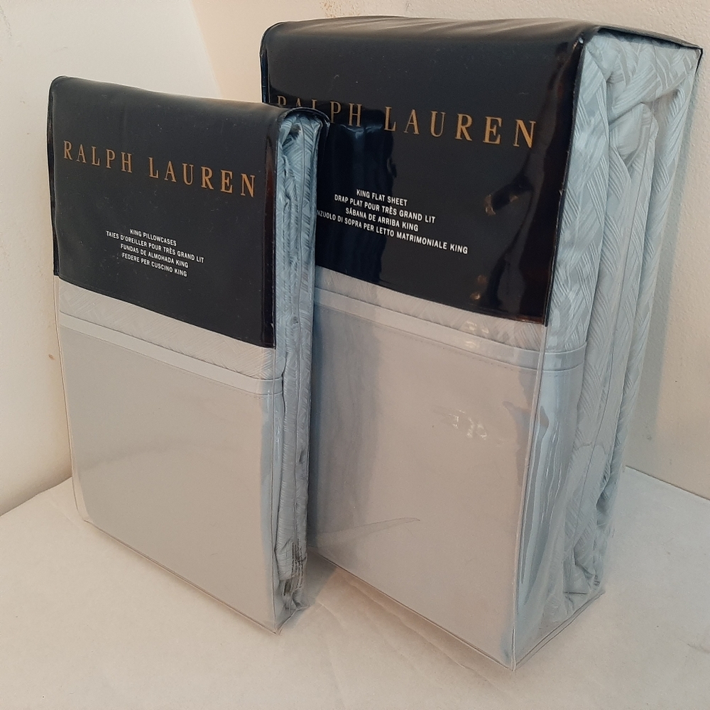 Ralph Lauren Bedford Jacquard King Flat King Pillowcases Sanibel Blue